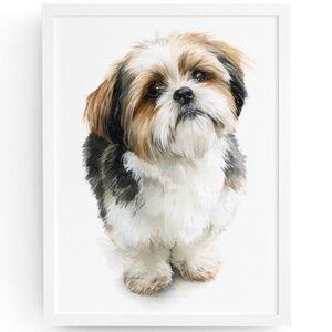 Watercolor Shih Tzu Dog Portrait Wall Art Print Poster Unframed - Pet Artwork